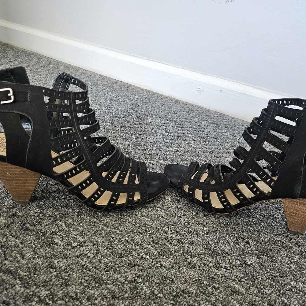 Vince Camuto Black Suede Heeled Sandals